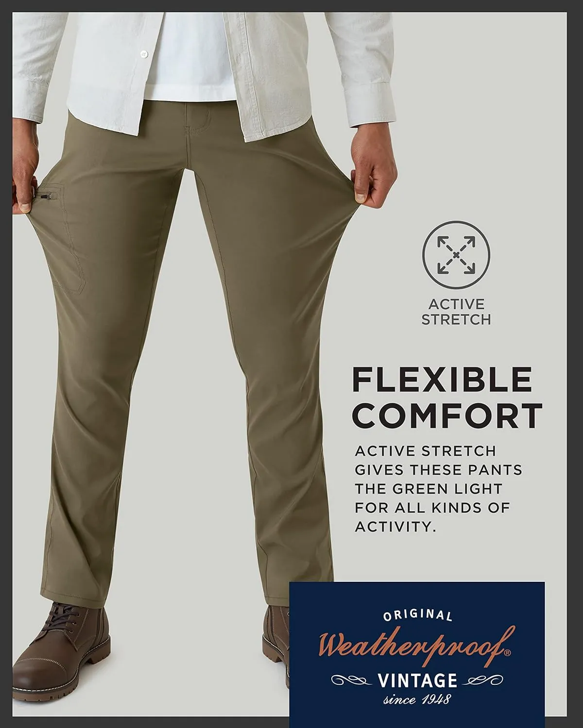 Weatherproof Vintage Casual Hiking Pants for Men - Lightweight Stretch Travel Mens Work Pants with Utility Cargo Pocket