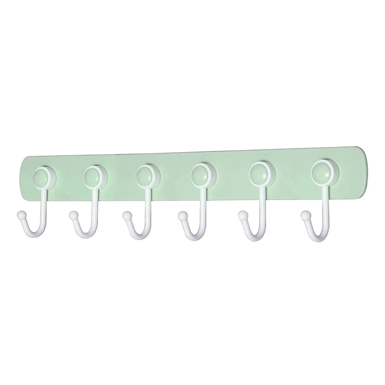 WEBI Coat Rack Wall Mounted Adhesive Hooks: 360°Rotatable,Sticky Hooks,Waterproof, 6-J-Hook, Plastic Coat Hooks for Hanging Coat Towel Hats Keys Scarf - Green