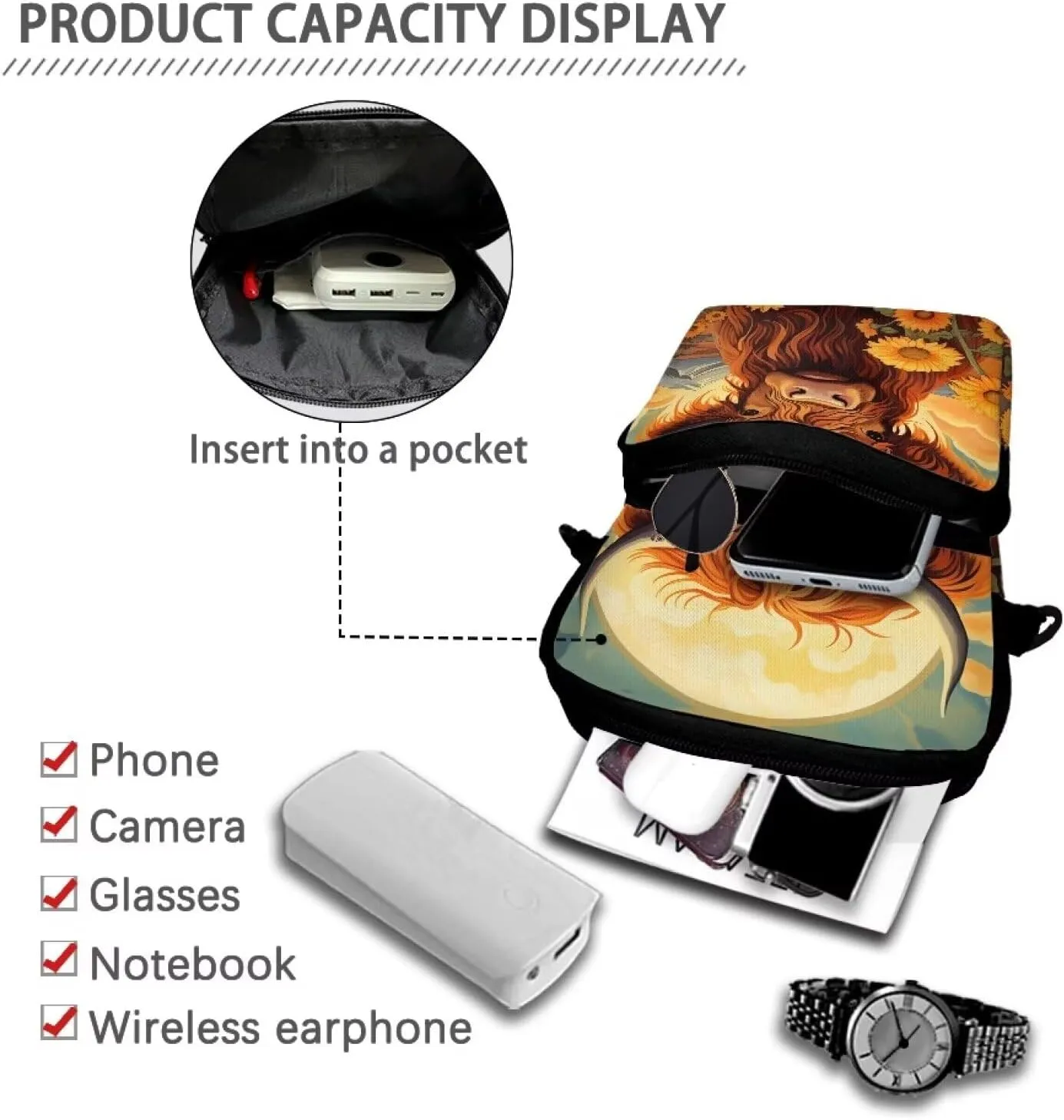 WELLFLYHOM Small Crossbody Bag for Men Women Phone Purse Over Shoulder Handbag Messenger Pouch