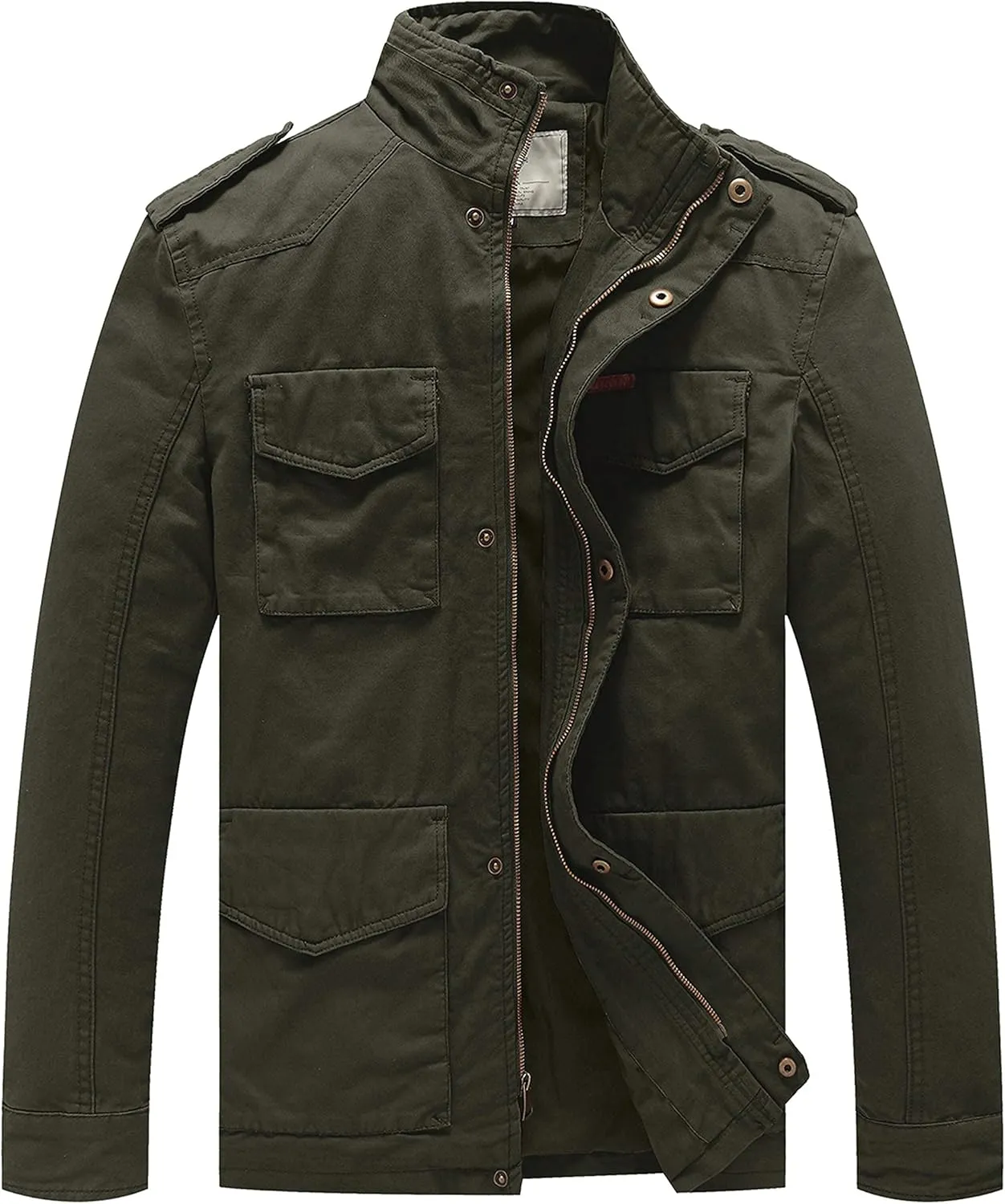 WenVen Men's Lightweight Military Style Jacket Twill Cotton Windbreaker