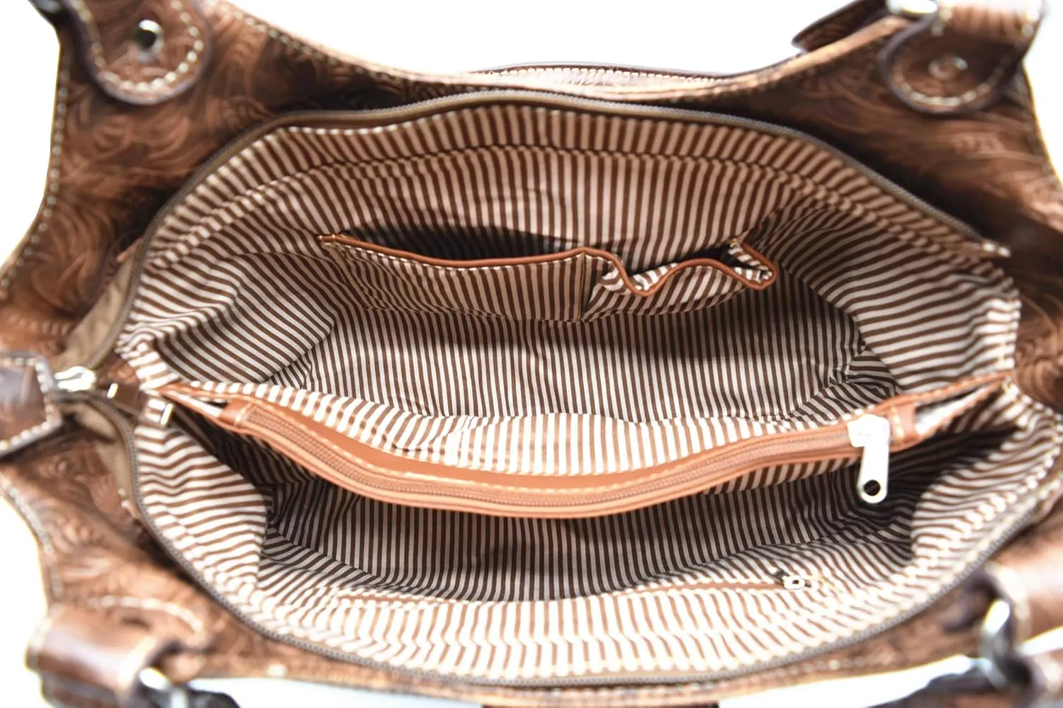Western Style Tooled Leather Buckle Concealed Carry Purse Country Handbag Women Shoulder Bag Wallet Set
