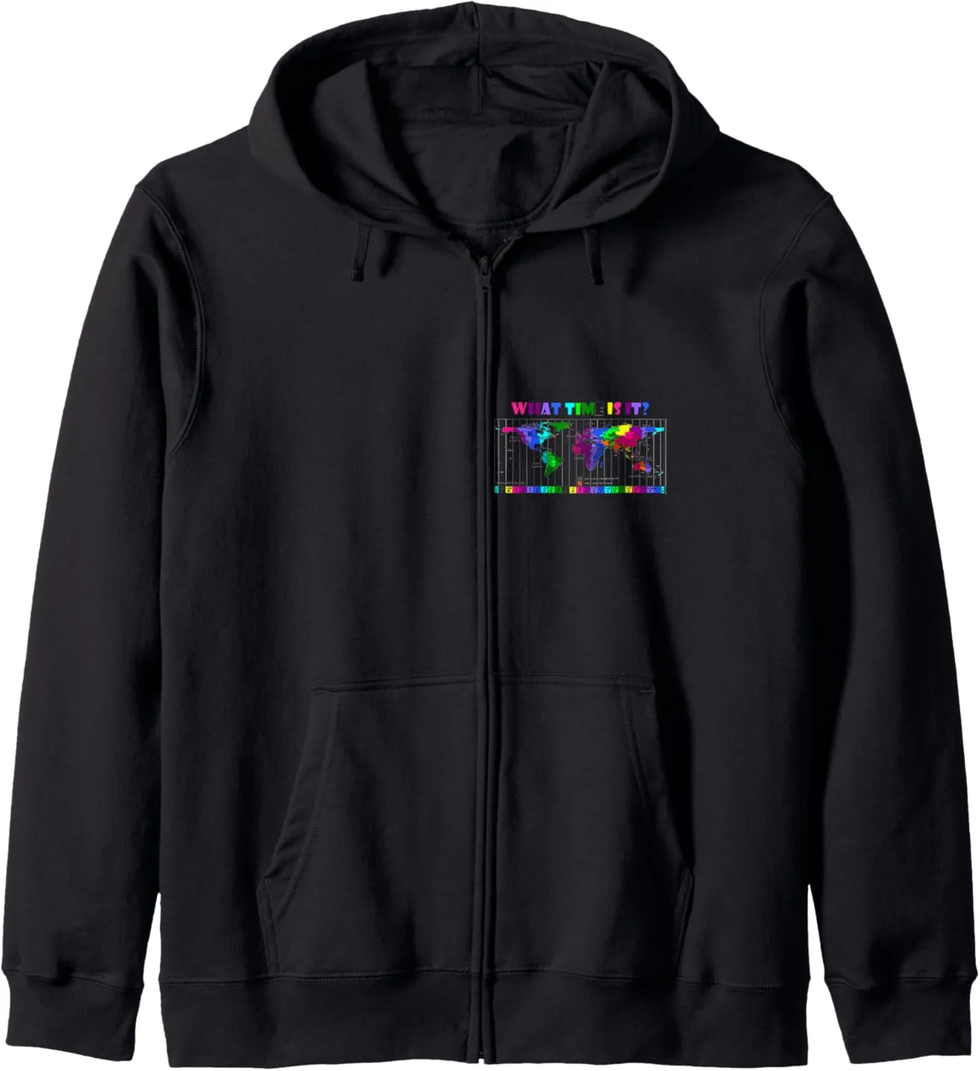 What time is it? World Time Zone Map Zip Hoodie