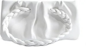 White Purses for Women Tote handbag Small Clutch with zipper Trendy Crossbody with Removable Strap (White)