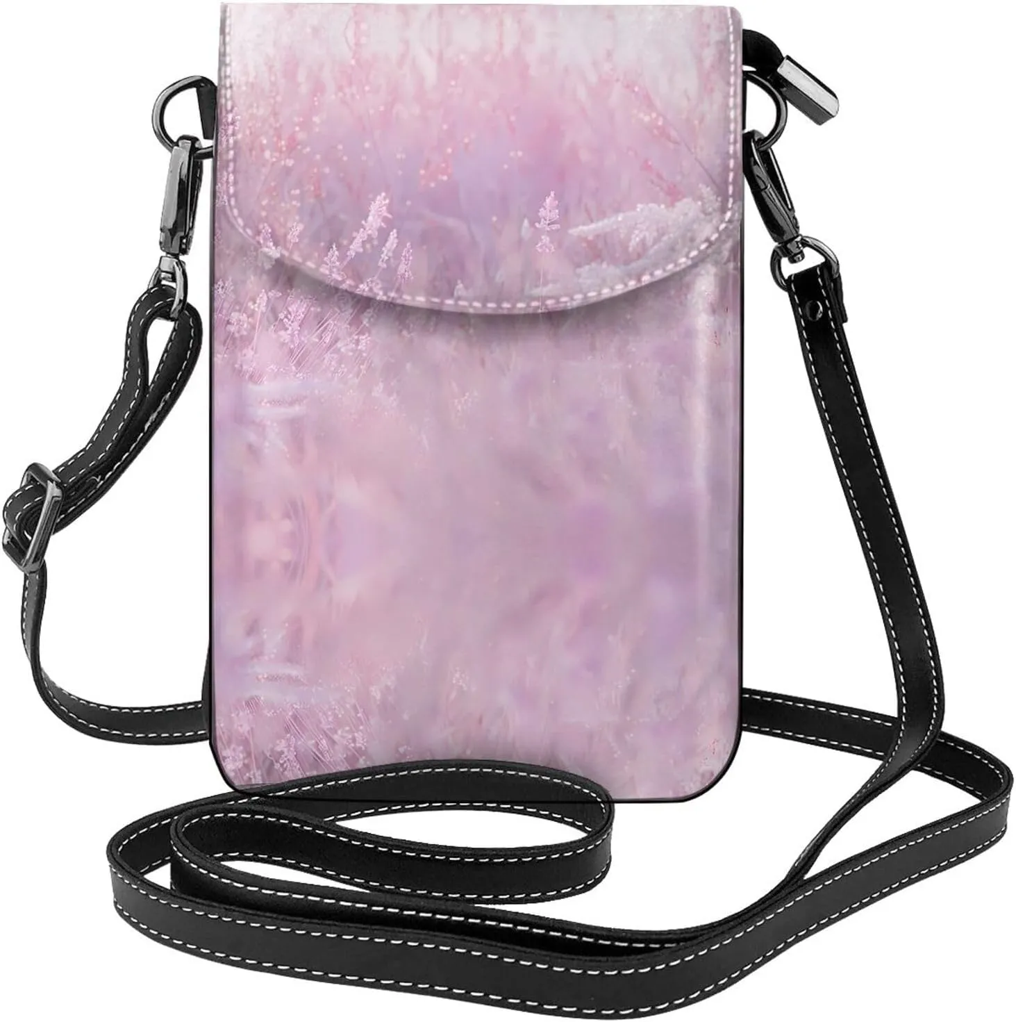 Wildflower Pollen Printing Leather Crossbody Flap Phone Bag - Versatile Gift for Women Walking, Camping, Shopping, and Travel