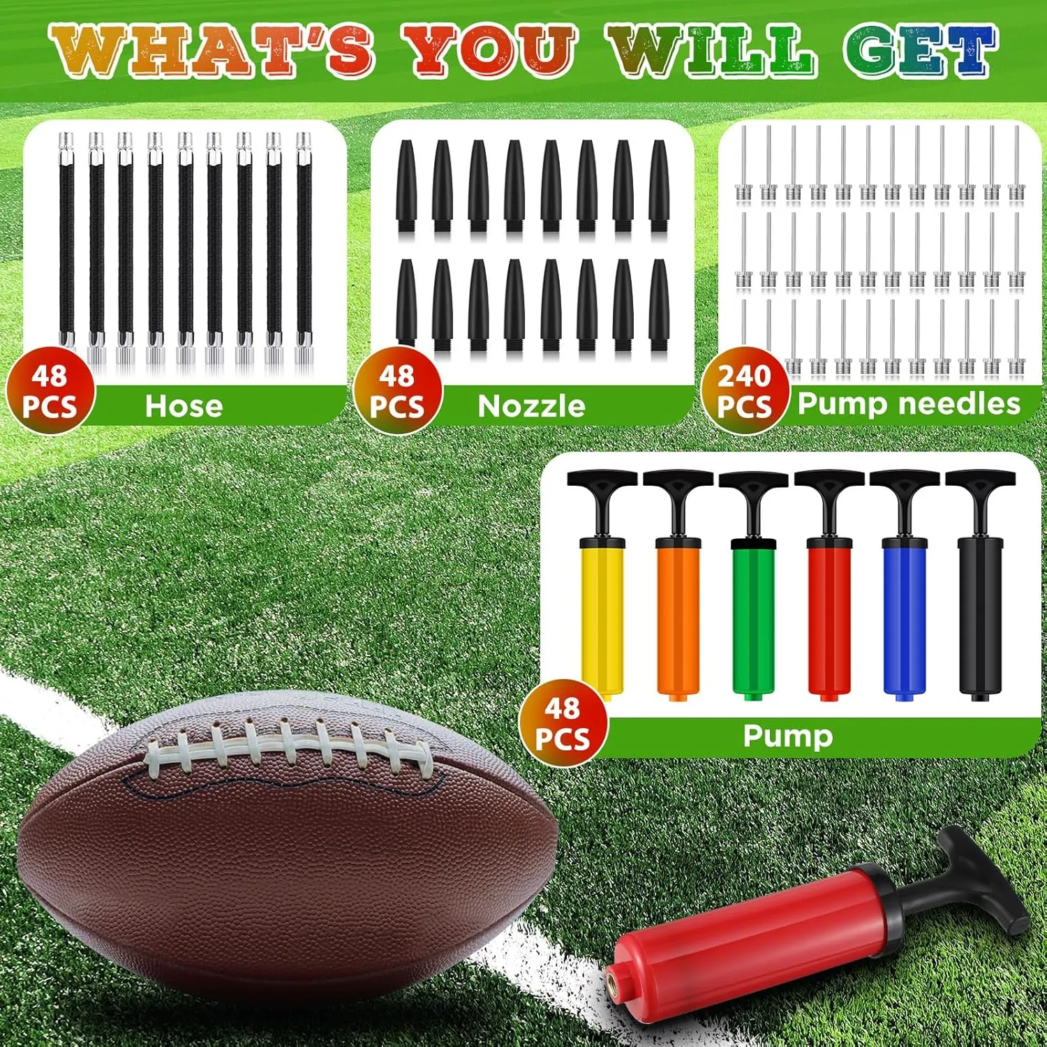 WILLBOND Ball Air Pump Bulk with Needle for Sports Balls and Extension Hose Hand Pump Portable Kit for Balls Basketball Soccer Volleyball Back to School