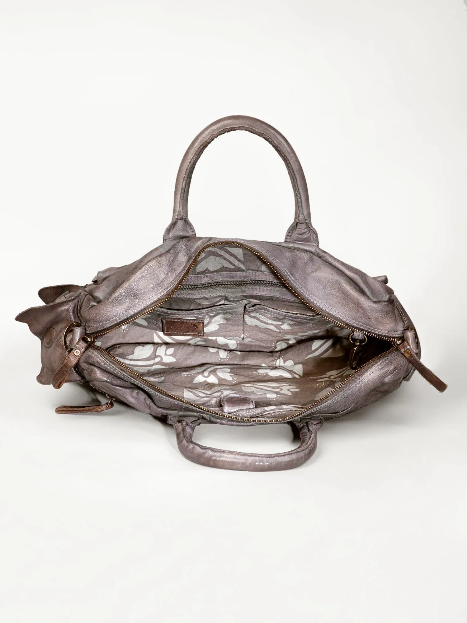 William: Grey Leather Laptop Bag Art N Vintage