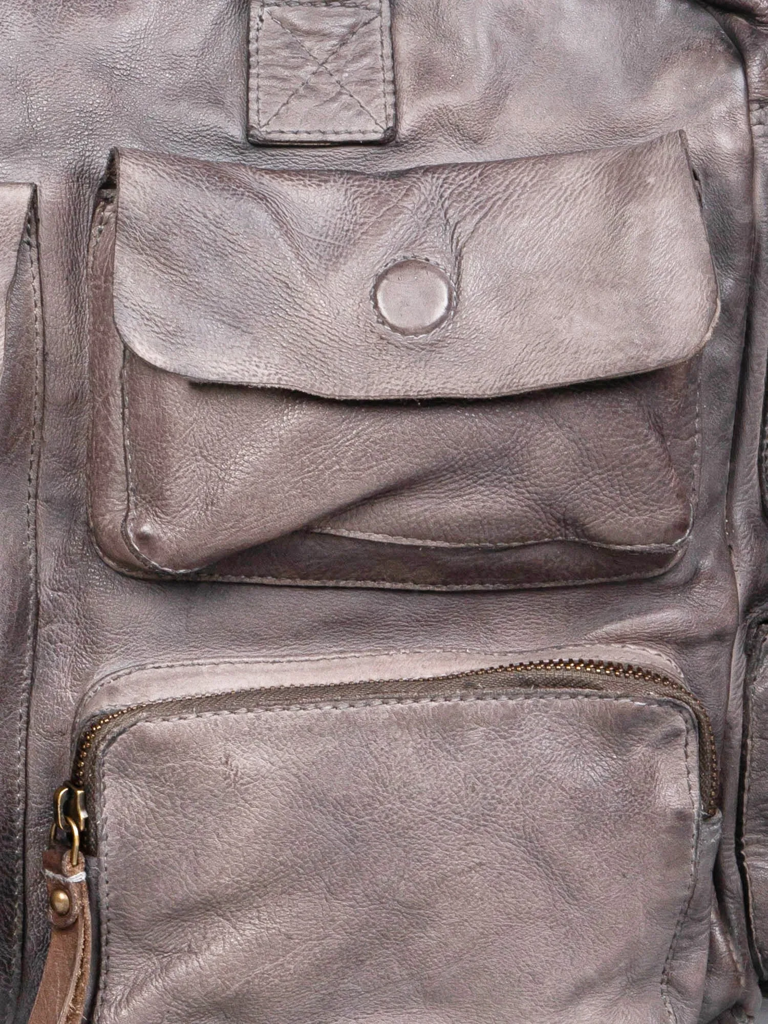 William: Grey Leather Laptop Bag Art N Vintage