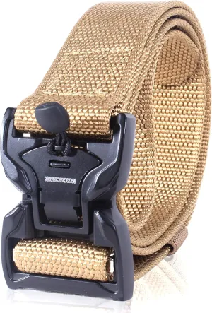Winchester Tactical Belt, Military Utility Nylon Web Heavy Duty Work Belt, Quick Release Magnetic Buckle, Foxtrot Khaki, S