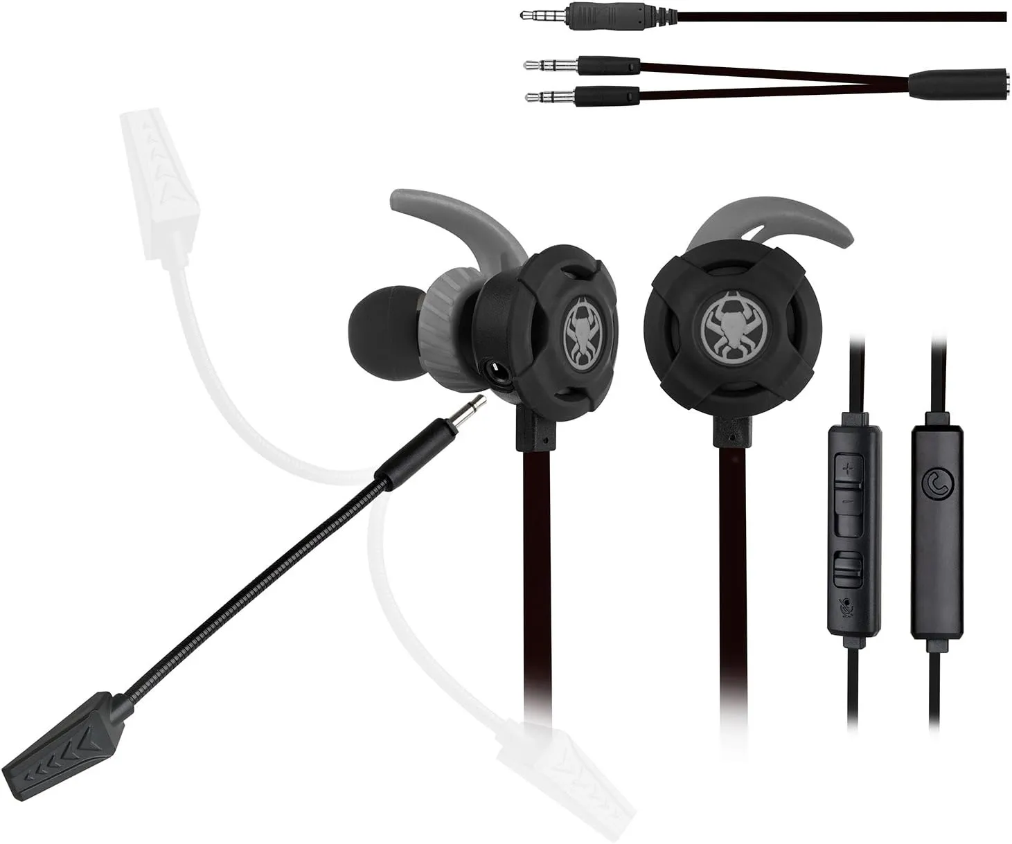 Wired Gaming Earphone 3.5 MM E-Sport Earphone Noise Cancelling Stereo Bass Gaming Headphone with Adjustable Mic for PS4, Xbox One, Laptop, Cellphone, PC (Black)
