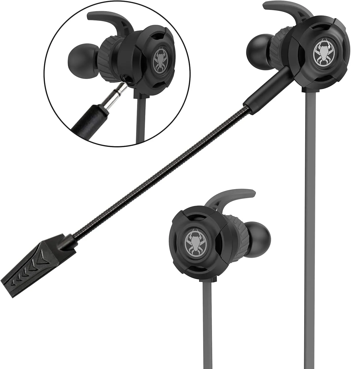 Wired Gaming Earphone 3.5 MM E-Sport Earphone Noise Cancelling Stereo Bass Gaming Headphone with Adjustable Mic for PS4, Xbox One, Laptop, Cellphone, PC (Black)