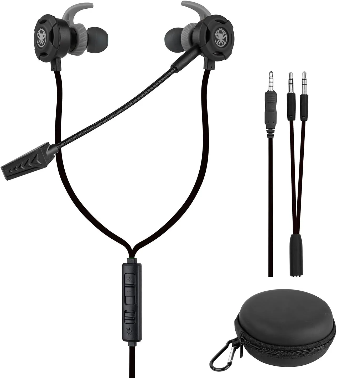 Wired Gaming Earphone 3.5 MM E-Sport Earphone Noise Cancelling Stereo Bass Gaming Headphone with Adjustable Mic for PS4, Xbox One, Laptop, Cellphone, PC (Black)