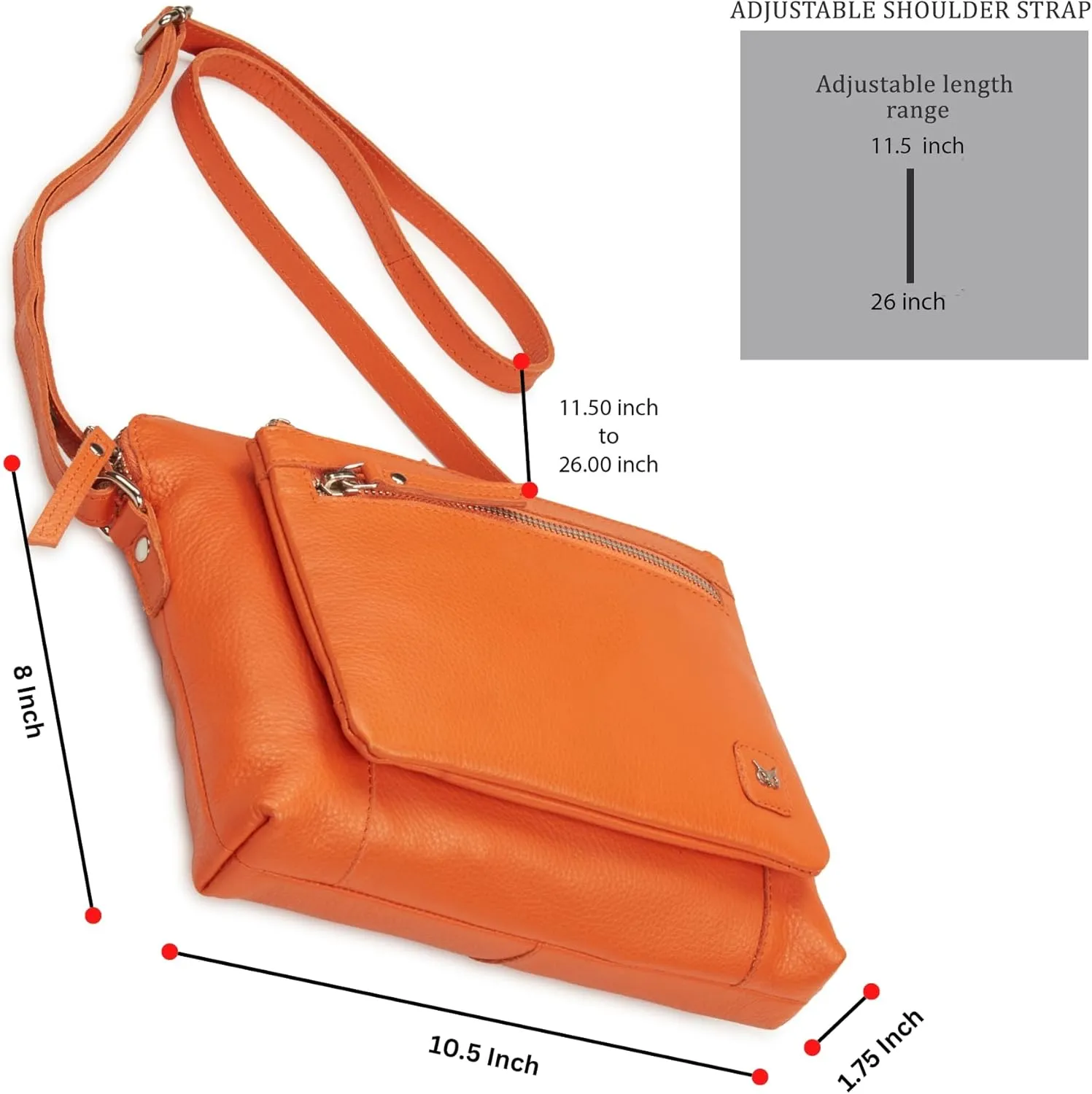 Wise Owl Accessories Small Soft Pebbled Real Leather Crossbody Handbags Purses Sling Crossover Shoulder Bag