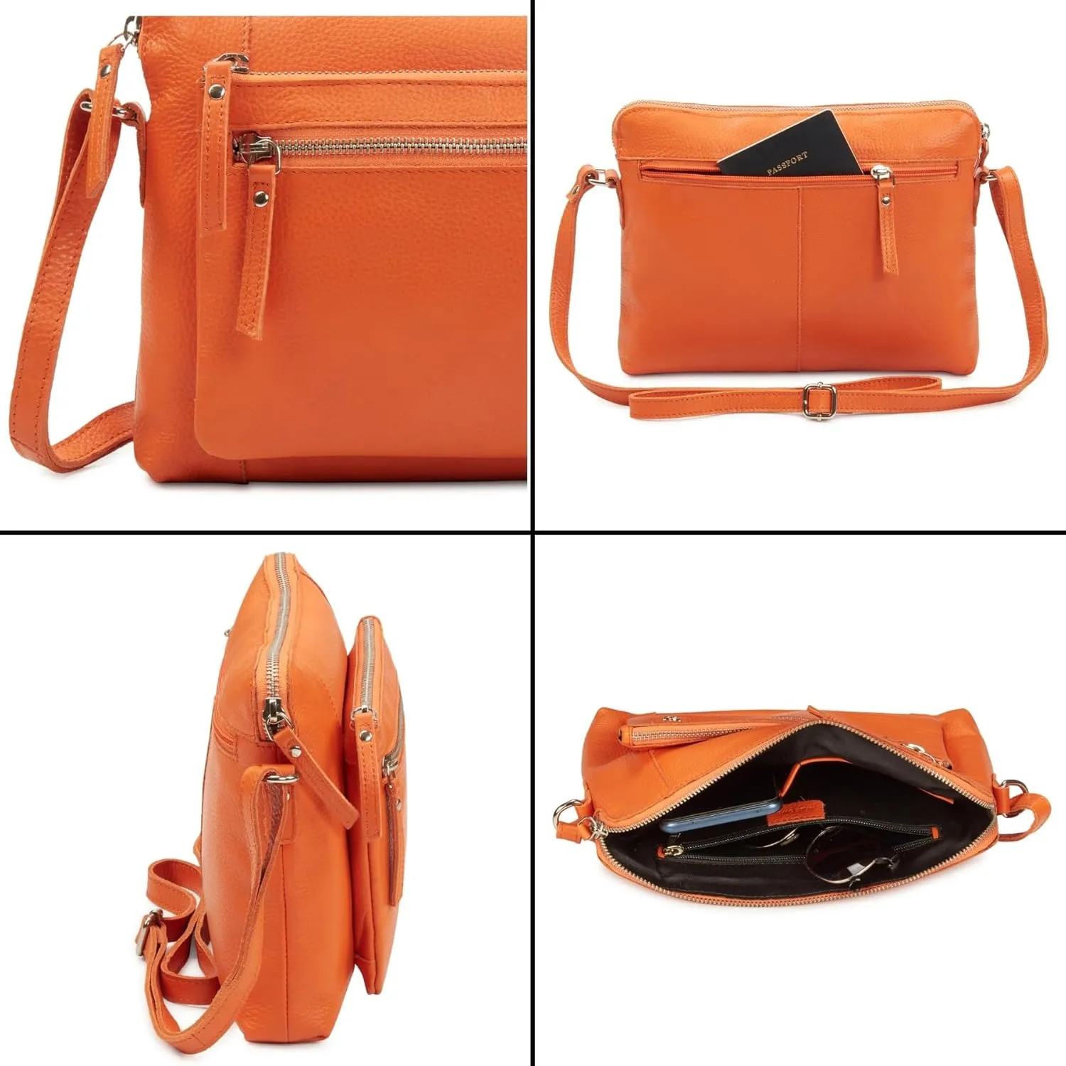 Wise Owl Accessories Small Soft Pebbled Real Leather Crossbody Handbags Purses Sling Crossover Shoulder Bag