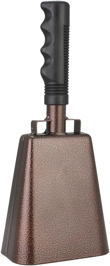 WMM 12 Inch Steel Cowbell with Handle Cheering Bell for Sports Events Large Solid School Bells & Chimes Percussion Musical Instruments Call Bell Alarm(Copper)
