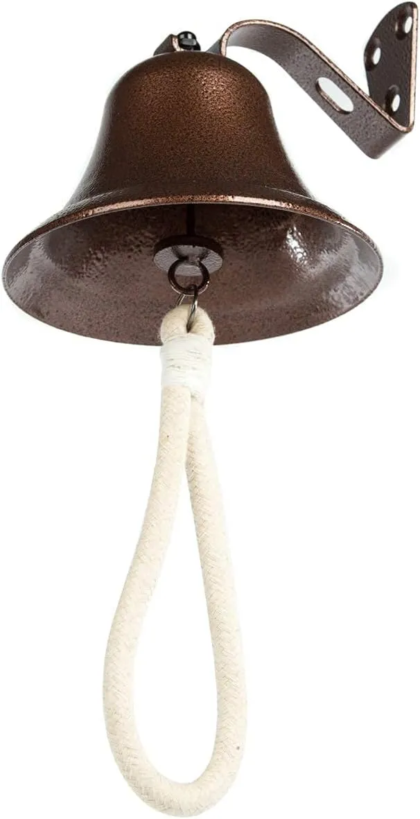 WMM Hanging Bell Dinner Bell Outdoor Bell Bracket Mount Wall Bell Indoor Rope Bell Ship/Boat/Nautical/Door/School/Reception/Home/Church Bell(Copper)