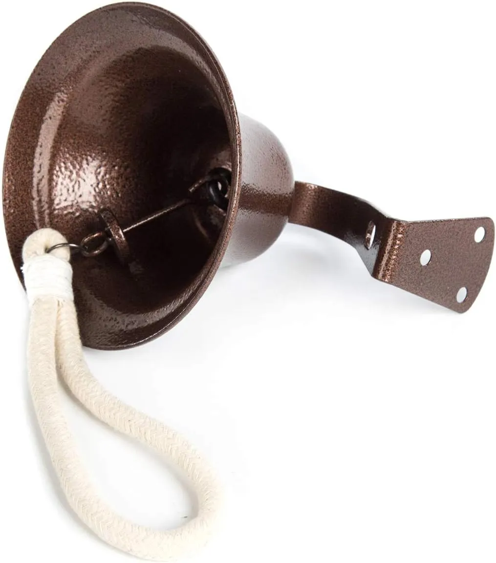 WMM Hanging Bell Dinner Bell Outdoor Bell Bracket Mount Wall Bell Indoor Rope Bell Ship/Boat/Nautical/Door/School/Reception/Home/Church Bell(Copper)