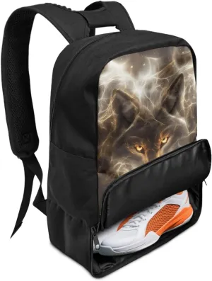 Wolf Boys Backpack for Elementary Kids Starry Duffle Bags for Age 6-14 Children Equipment Bag with Shoe and Ball Compartment Daypack for Basketball Football