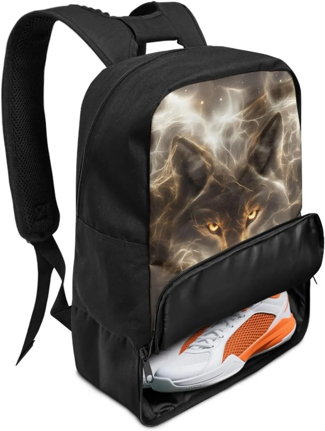 Wolf Boys Backpack for Elementary Kids Starry Duffle Bags for Age 6-14 Children Equipment Bag with Shoe and Ball Compartment Daypack for Basketball Football