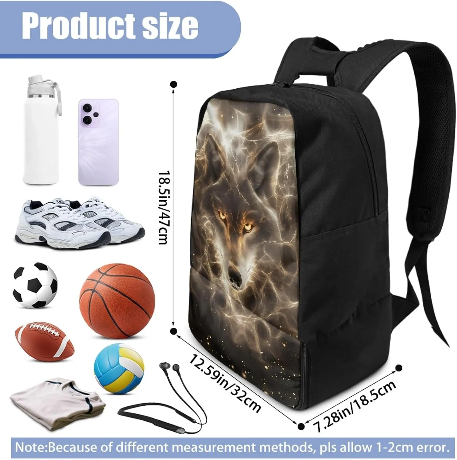 Wolf Boys Backpack for Elementary Kids Starry Duffle Bags for Age 6-14 Children Equipment Bag with Shoe and Ball Compartment Daypack for Basketball Football