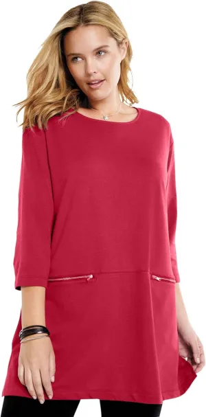 Woman Within Plus Size Zipper Pocket Tunic