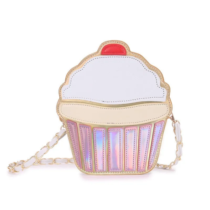 womem ice cream Bag cake bag PU leather cute Messenger Bags Candy colours Small Size Female chain handbags 3D laser diamond bag