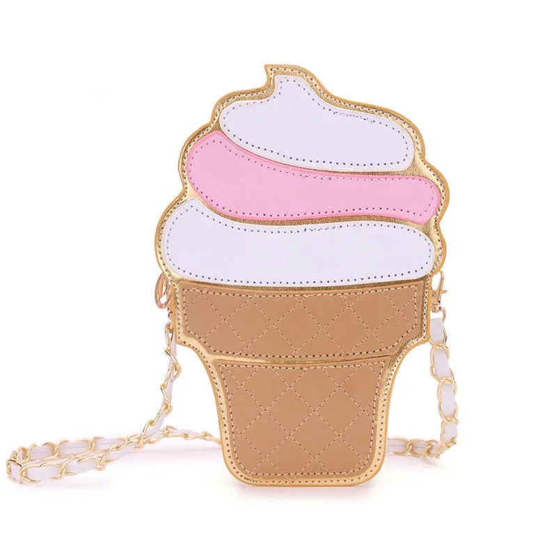 womem ice cream Bag cake bag PU leather cute Messenger Bags Candy colours Small Size Female chain handbags 3D laser diamond bag