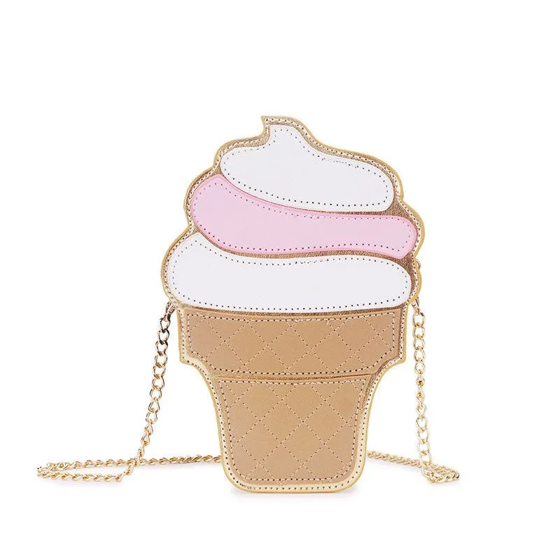 womem ice cream Bag cake bag PU leather cute Messenger Bags Candy colours Small Size Female chain handbags 3D laser diamond bag