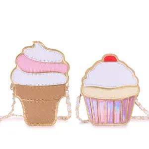 womem ice cream Bag cake bag PU leather cute Messenger Bags Candy colours Small Size Female chain handbags 3D laser diamond bag