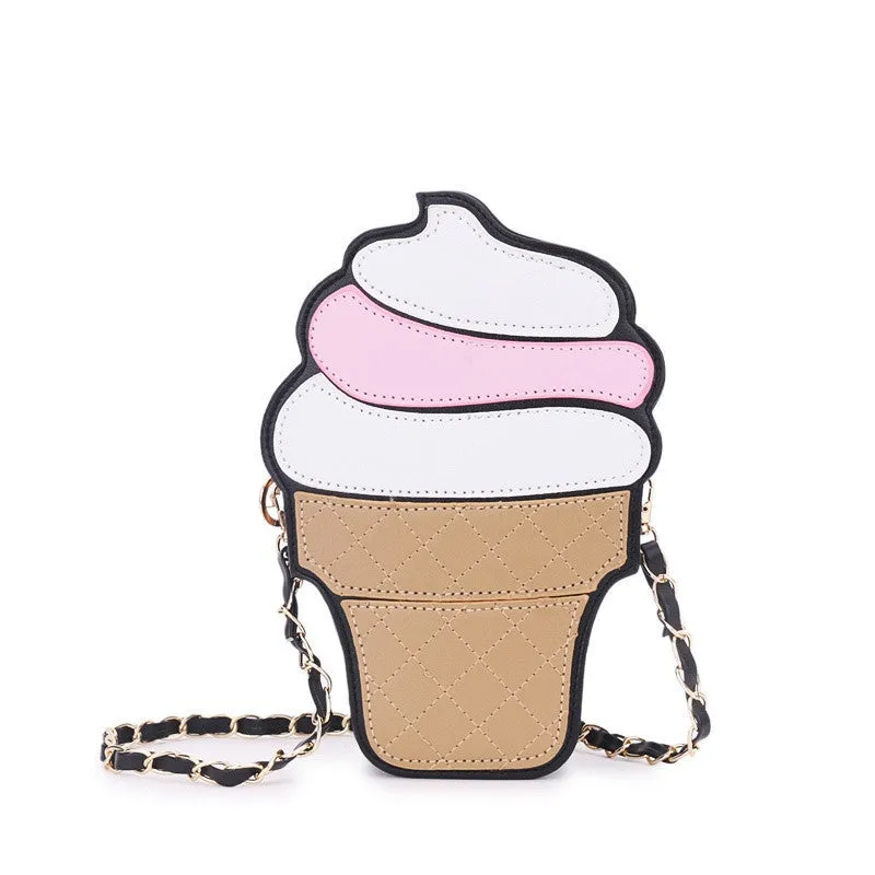 womem ice cream Bag cake bag PU leather cute Messenger Bags Candy colours Small Size Female chain handbags 3D laser diamond bag
