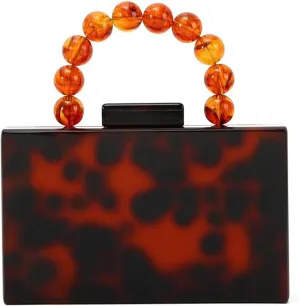 Women Acrylic Clutch Purse Formal Wedding Evening Marble Handbag Shoulder Crossbody Bag with Detachable Chain Cocktail