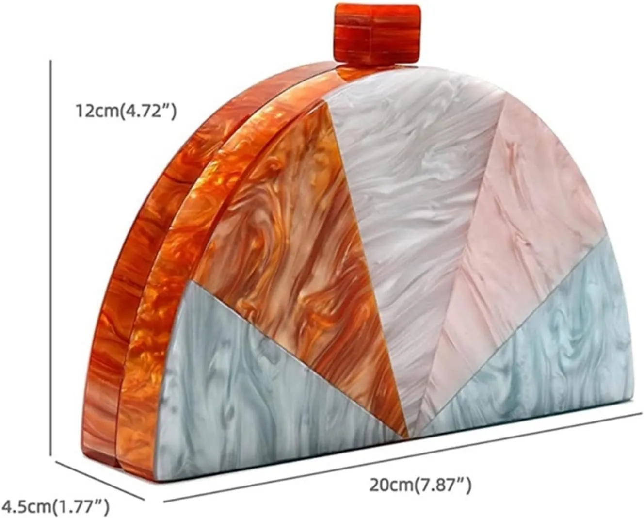 Women Acrylic Purses and Handbags Semicircle Acrylic Clutch Unique Crossbody Bag with Chain Party Evening Bag