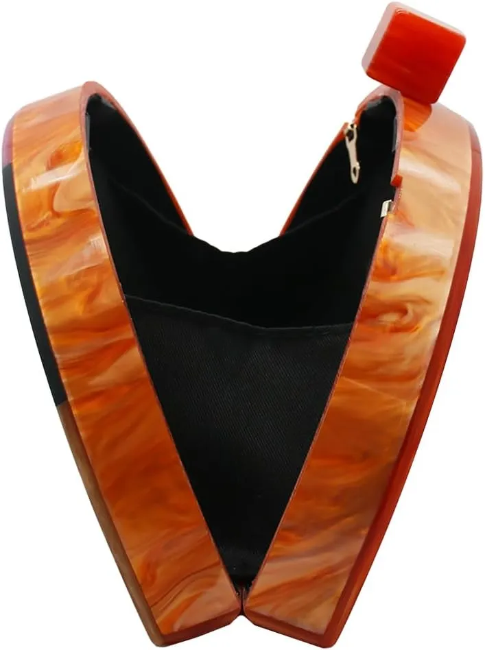 Women Acrylic Purses and Handbags Semicircle Acrylic Clutch Unique Crossbody Bag with Chain Party Evening Bag