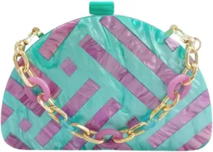 Women Acrylic Purses and Handbags Semicircle Acrylic Clutch Unique Crossbody Bag with Chain Party Evening Bag