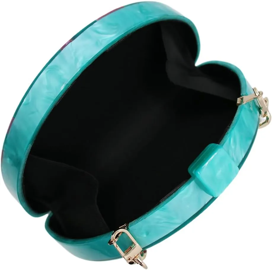 Women Acrylic Purses and Handbags Semicircle Acrylic Clutch Unique Crossbody Bag with Chain Party Evening Bag