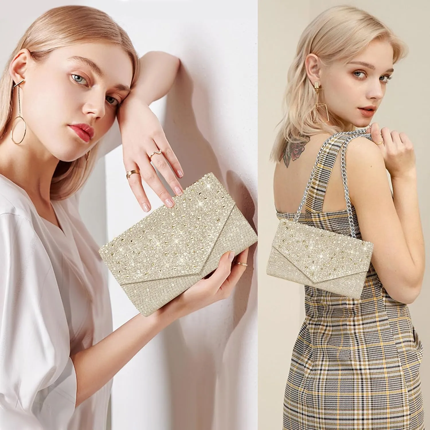 Women Evening Bag Clutch Rhinestone Envelope Party Handbag Bridal Prom Purse