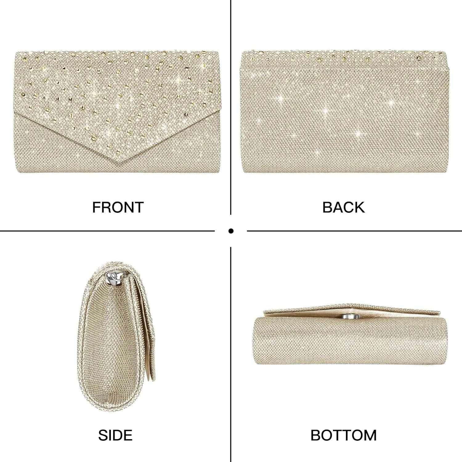 Women Evening Bag Clutch Rhinestone Envelope Party Handbag Bridal Prom Purse