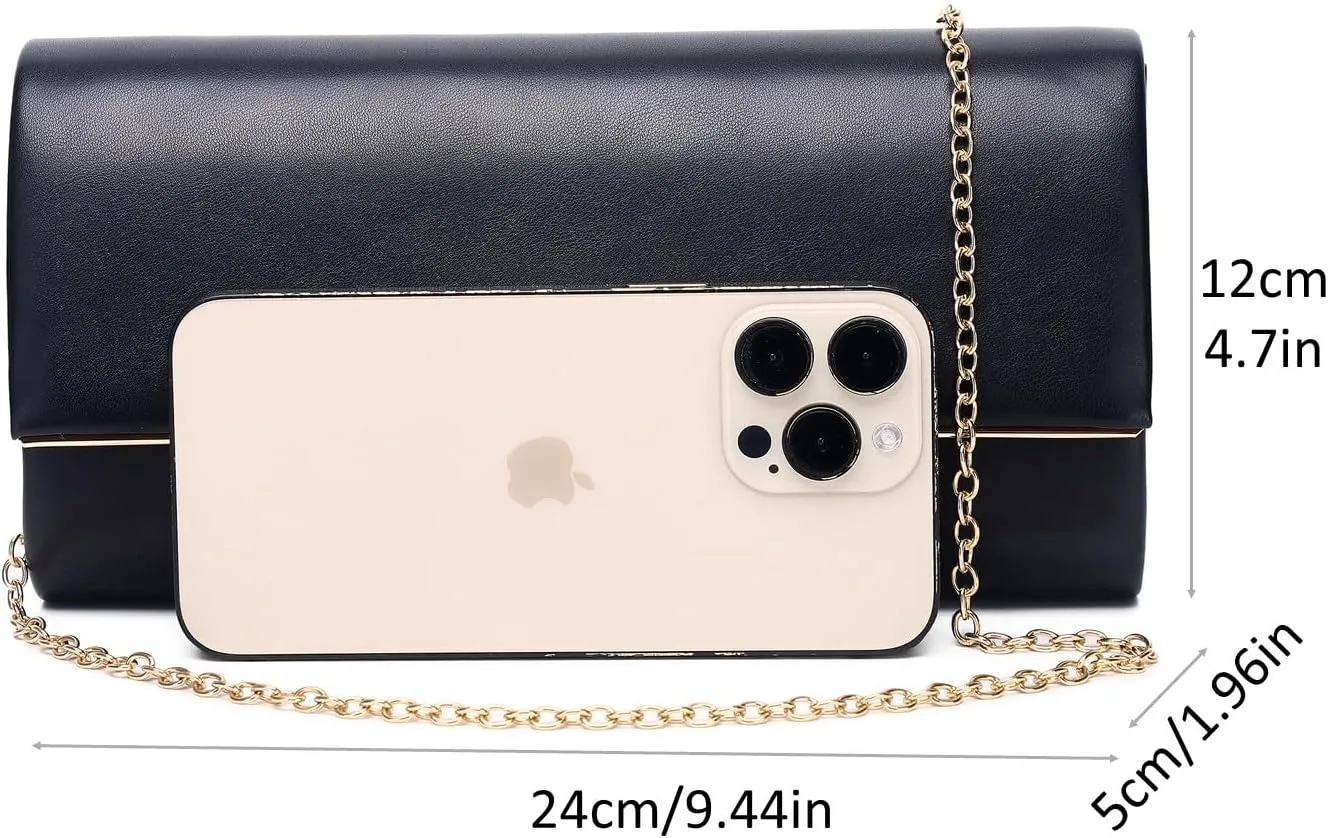 Women Evening Bag Vegan Leather Clutch Purse Shoulder Crossbody Envelope Bag for Party Wedding Prom Bridal