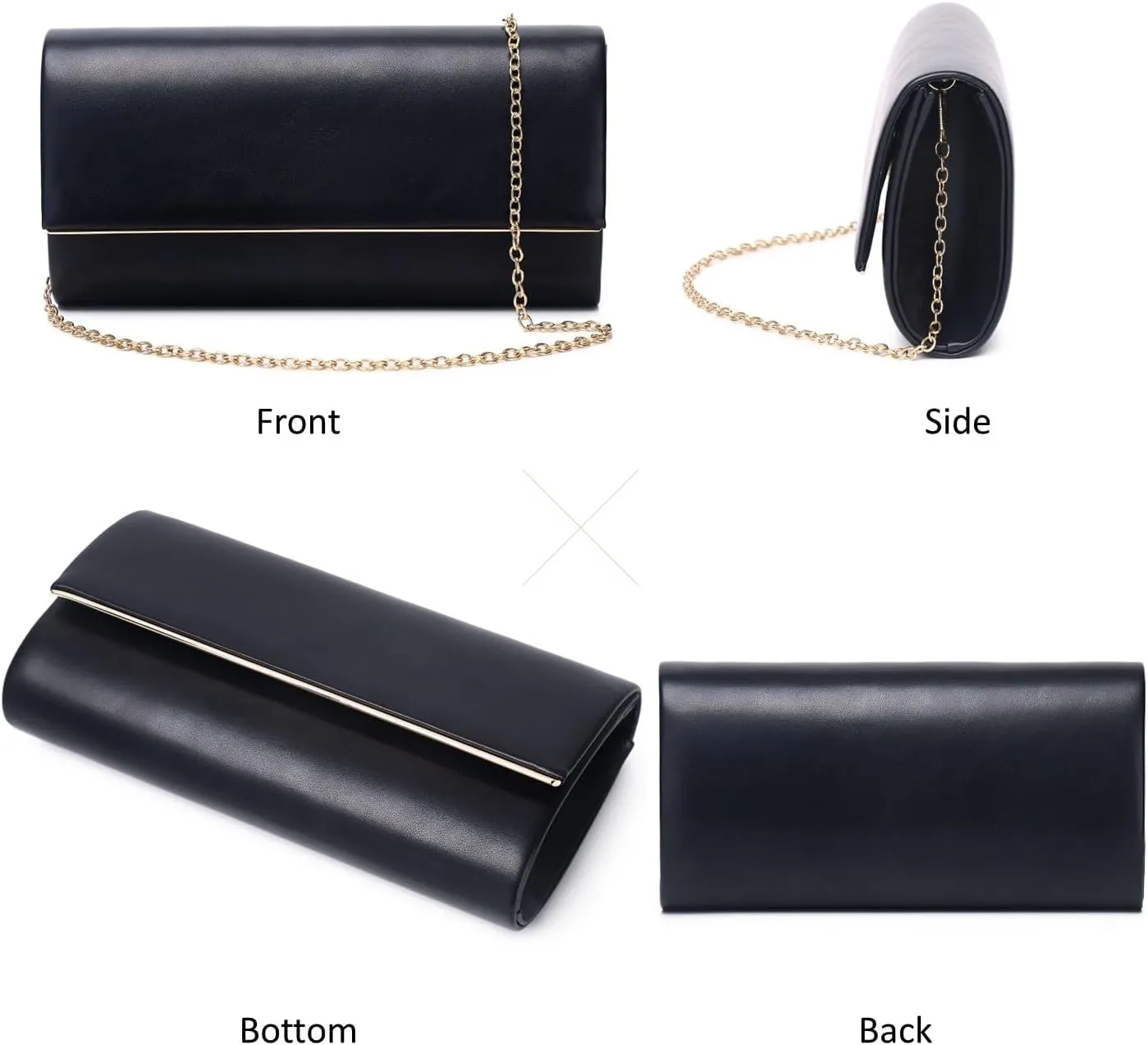 Women Evening Bag Vegan Leather Clutch Purse Shoulder Crossbody Envelope Bag for Party Wedding Prom Bridal