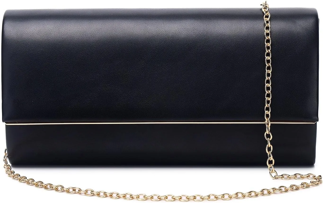Women Evening Bag Vegan Leather Clutch Purse Shoulder Crossbody Envelope Bag for Party Wedding Prom Bridal