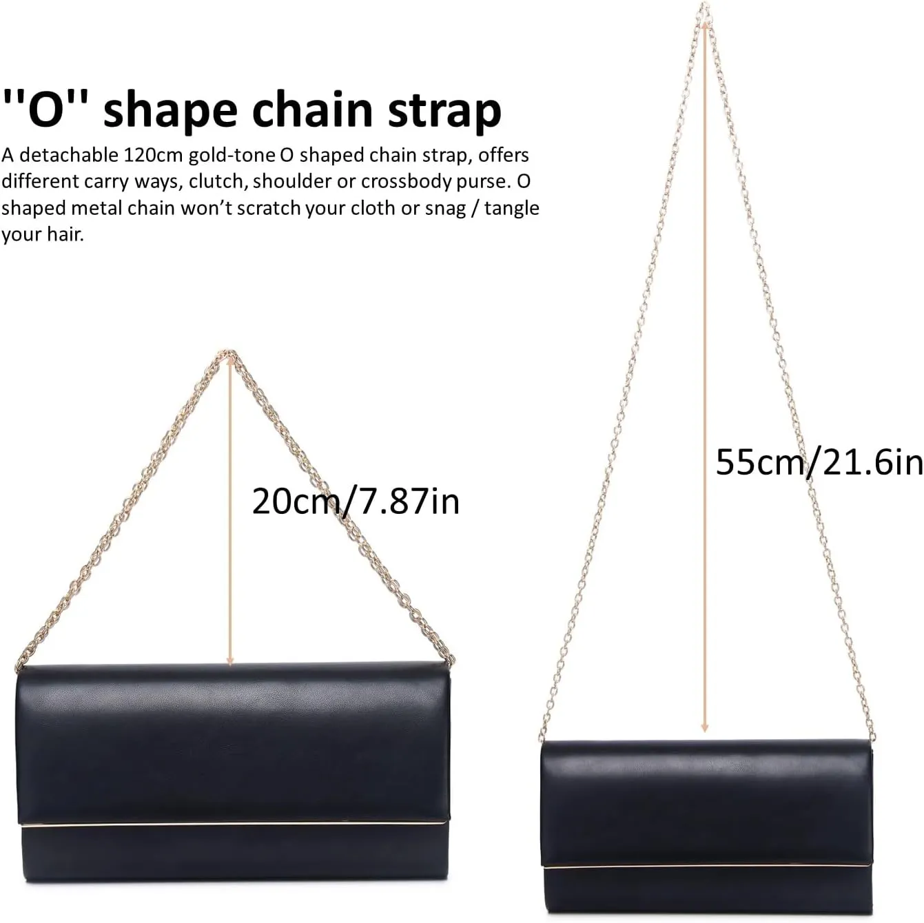 Women Evening Bag Vegan Leather Clutch Purse Shoulder Crossbody Envelope Bag for Party Wedding Prom Bridal