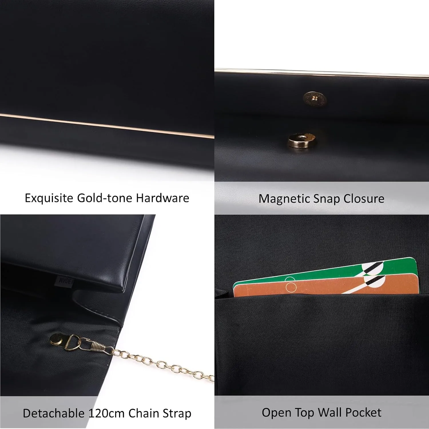 Women Evening Bag Vegan Leather Clutch Purse Shoulder Crossbody Envelope Bag for Party Wedding Prom Bridal