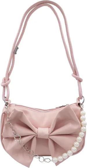 Women Girls Retro Hobo Handbag Underarm Shoulder Bag Pearls Handle Clutch Pouch Tote Bag for Wedding Party Travel,Pink