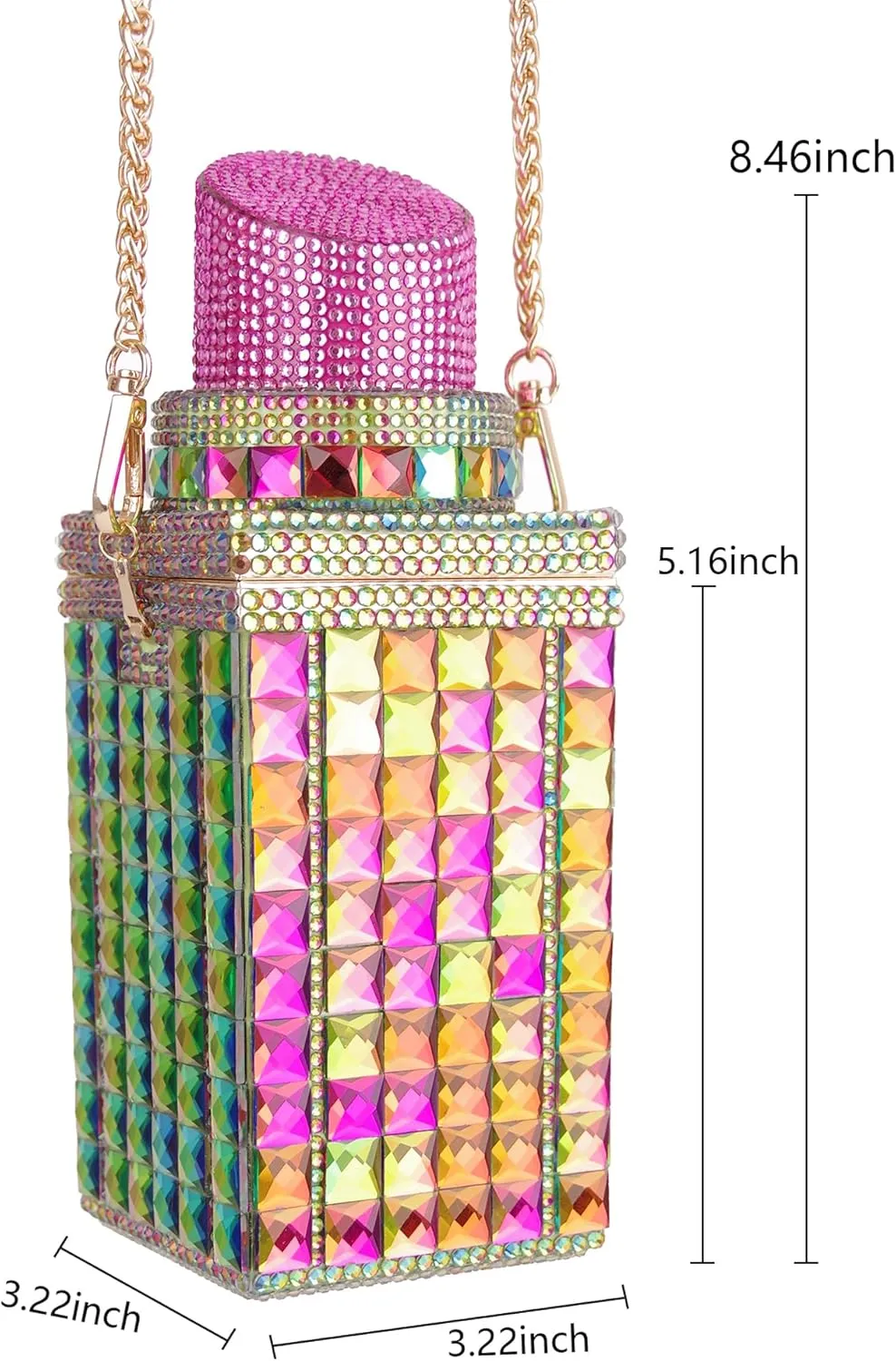 Women Lipstick Shape Inlaid Rhinestone Crystal Glitter Evening Bags Purses Clutch Sparkly Banquet Handbag