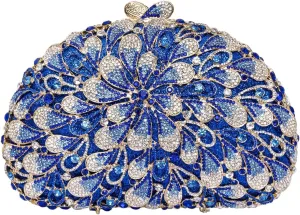 Women Luxury Flower Rhinestone Evening Clutch Bag Hollow Out Bridal Crystal Handbag Party Banquet Wedding Purse