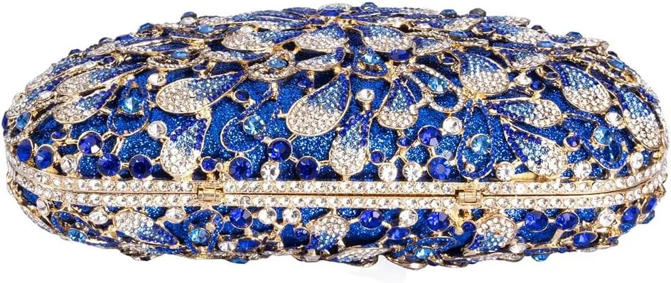 Women Luxury Flower Rhinestone Evening Clutch Bag Hollow Out Bridal Crystal Handbag Party Banquet Wedding Purse