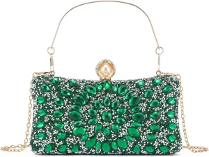 Women Multicolor Rhinestone Evening Clutch Purses Bridal Oval Sparkly Diamond Clutch Bag Crystal Wedding Prom Handbag