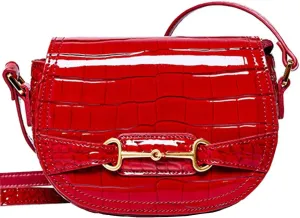 Women Patent Genuine Leather Cross-Body Shoulder Bags Magnetic Closures Flap Purse