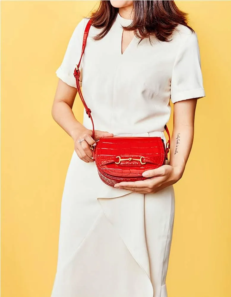 Women Patent Genuine Leather Cross-Body Shoulder Bags Magnetic Closures Flap Purse