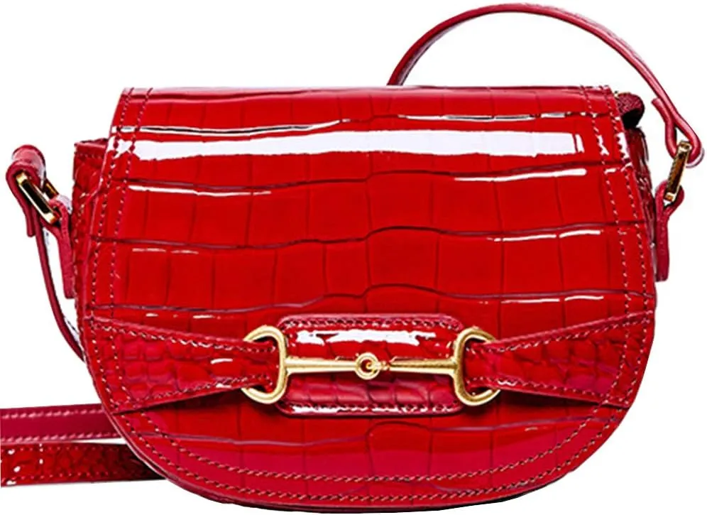 Women Patent Genuine Leather Cross-Body Shoulder Bags Magnetic Closures Flap Purse