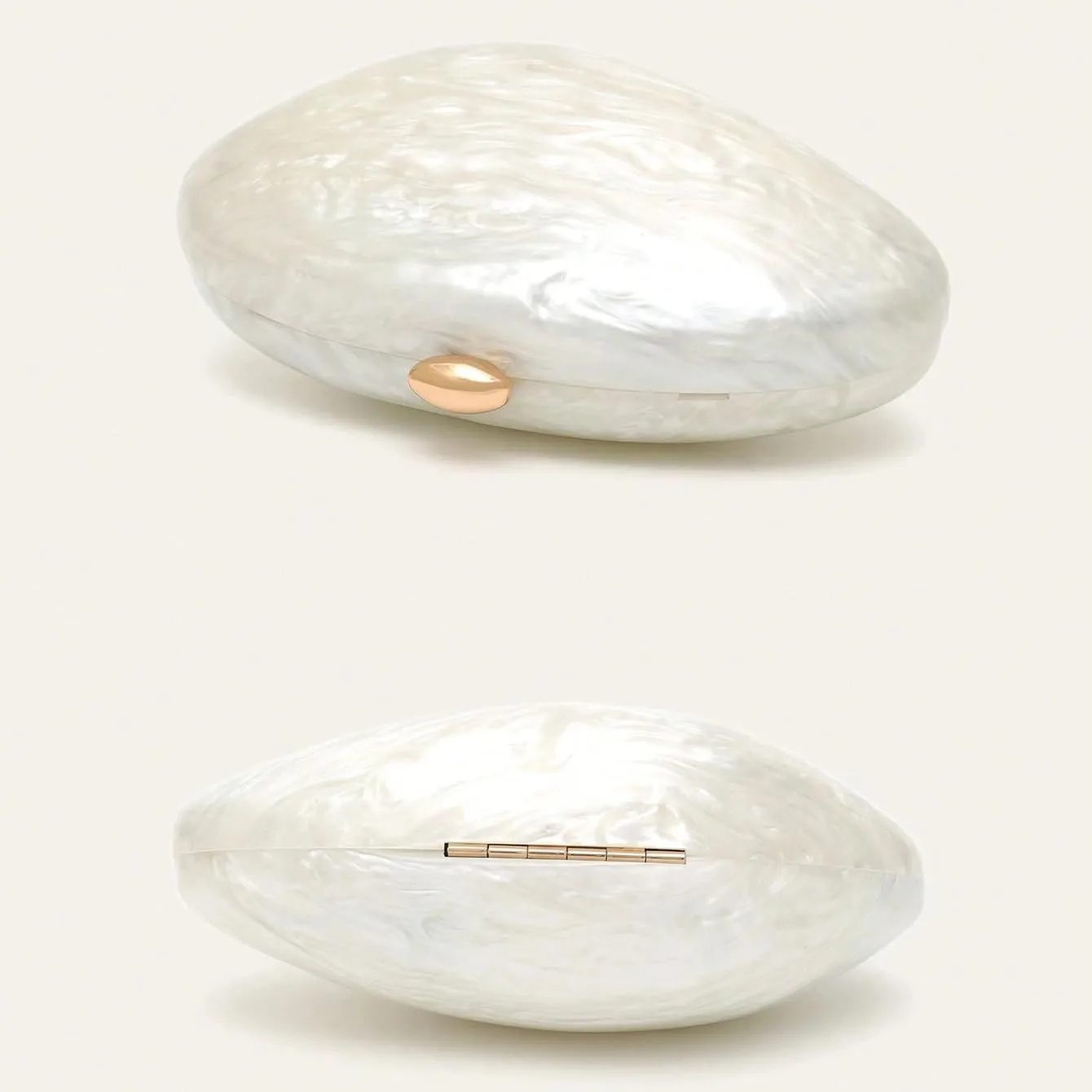 Women Shell Shape Acrylic Evening Clutch Purse Shiny Egg Marble Handbag Wedding Party Prom Shoulder Bag